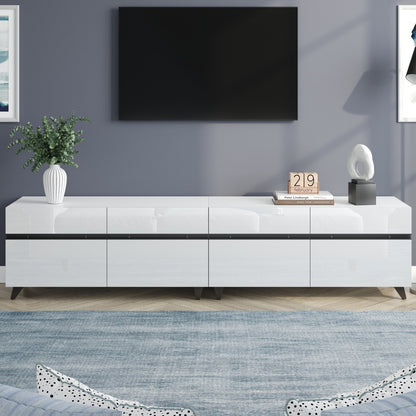 TV-meubel – TV-kast – Lowboard – Entertainmentmeubel – Tv-dressoir – Hoogglans Wit – 180x40x49 cm – 4 Kasten Met Verstelbare Planken