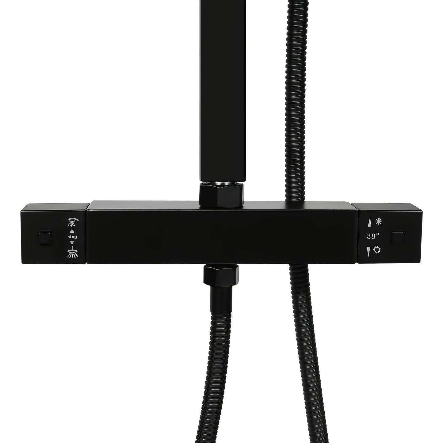 GDRASUYA10 30cm Black Shower Set, Wall Mount Square Rainfall Shower System, Stainless Steel, Polished Finish, Non-Electric Rain Shower and Handheld Shower Combo, for Home, Bathroom, School, Spa, Hotel