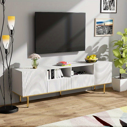 Tv Meubel – Tv Kast – Media Console – Entertainment Center – Meuble Tv Avec Rangement – Metaal Met Gouden Accenten – Duurzaam En Compact Design