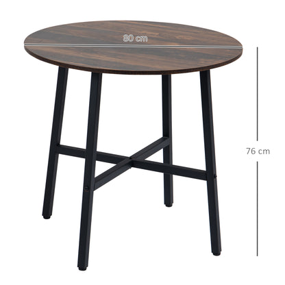 Ronde Eettafel – Keukentafel – Grote Tafel – Industrieel – Rustiek – Rustic Brown – Stevig Hout – Compact Formaat 80x76 cm