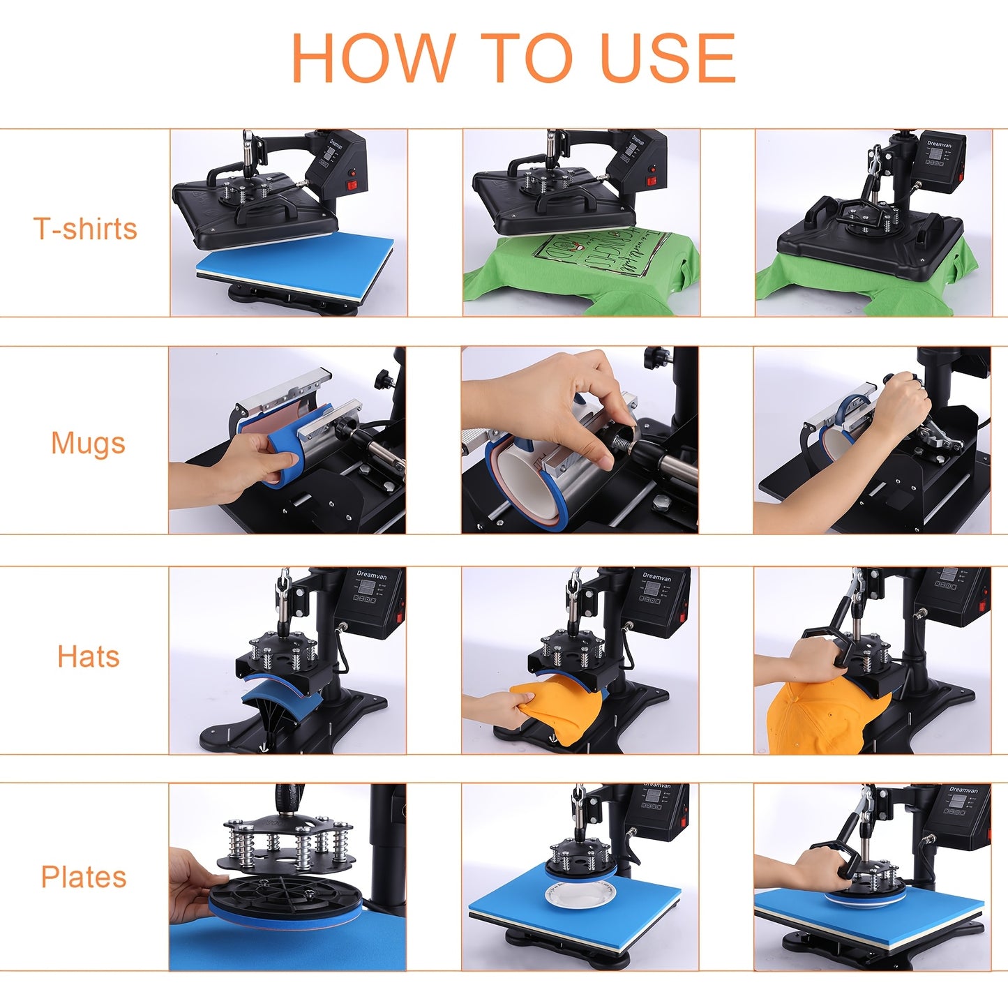Warmtepers – Hittepers – Transferpers – Textielpers – Tefloncoating – 360° Draaibaar – Digitale Timer