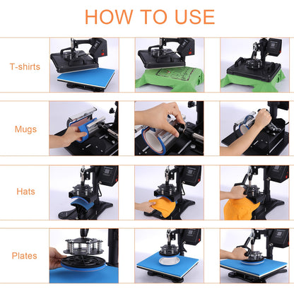 Warmtepers – Hittepers – Transferpers – Textielpers – Tefloncoating – 360° Draaibaar – Digitale Timer