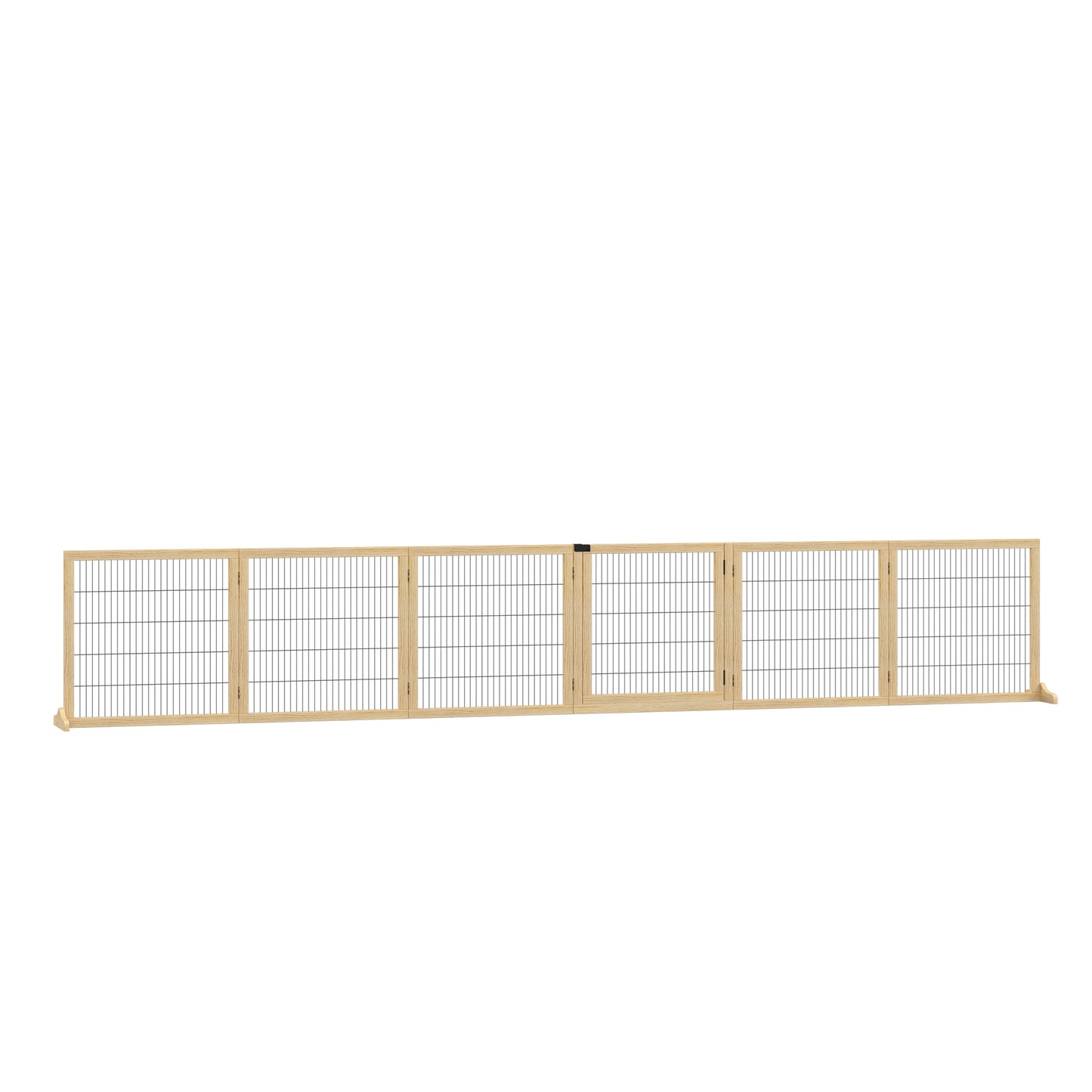 Hondenhek – Hondenbarrière – Puppyren – Traphek – Huisdierafscheiding – Inklapbaar – 432 x 36 x 70 cm – Dennehout met Stalen Steunpoten