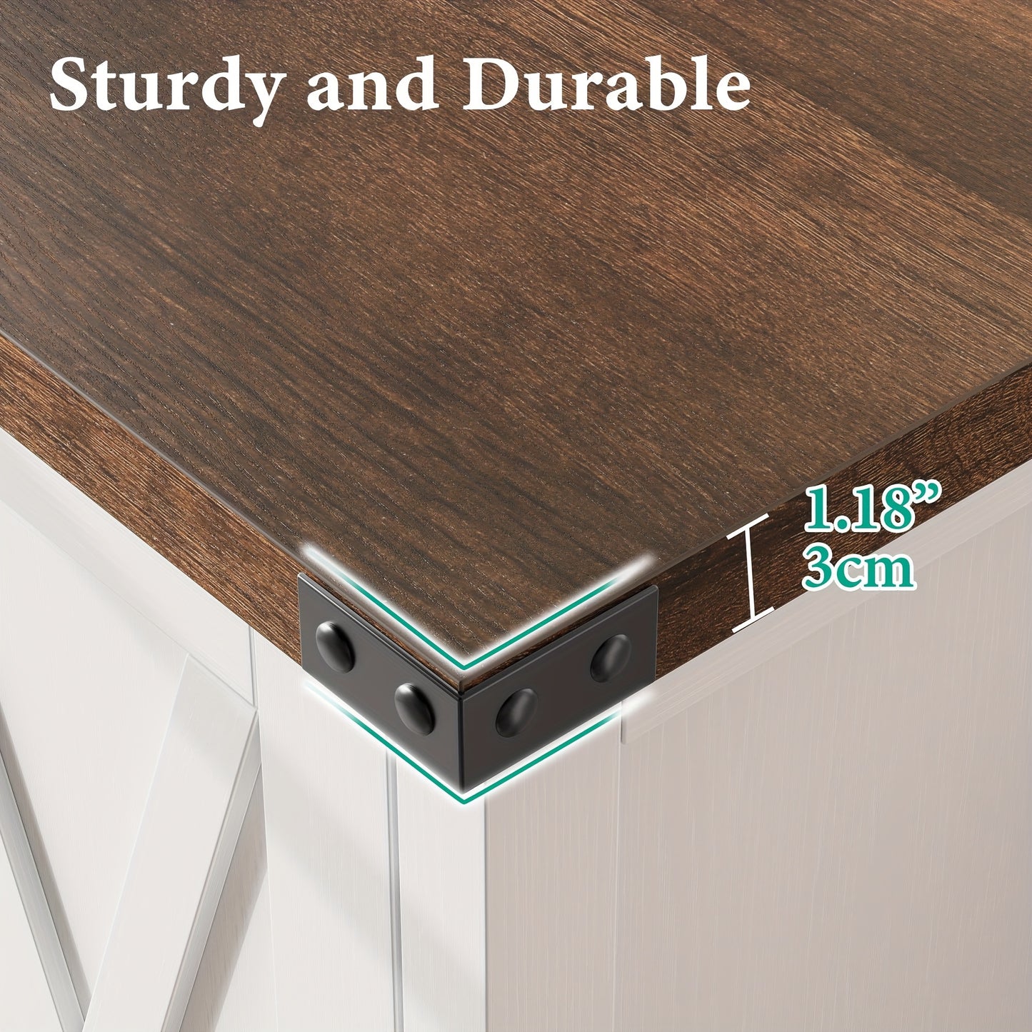 Dressoir – Opbergkast – Ladekast – Buffetkast – Kast – Landelijk Design – 2 Deuren Met X-Patroon – Verstelbare Legplanken – Hardhouten Accent – Vrijstaand