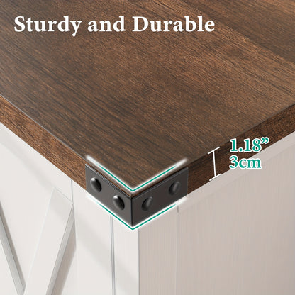 Dressoir – Opbergkast – Ladekast – Buffetkast – Kast – Landelijk Design – 2 Deuren Met X-Patroon – Verstelbare Legplanken – Hardhouten Accent – Vrijstaand
