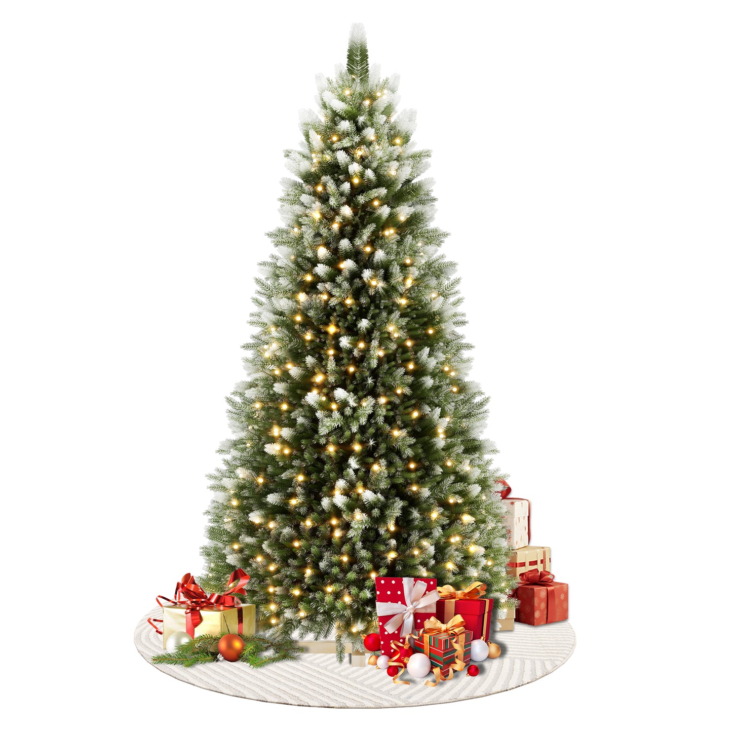 Kunstkerstboom – Namaak kerstboom – Decoratieve kerstboom – Sneeuweffect boom – PVC kerstboom – 225 cm Hoogte – Realistisch Sneeuweffect – Stevige Standaard