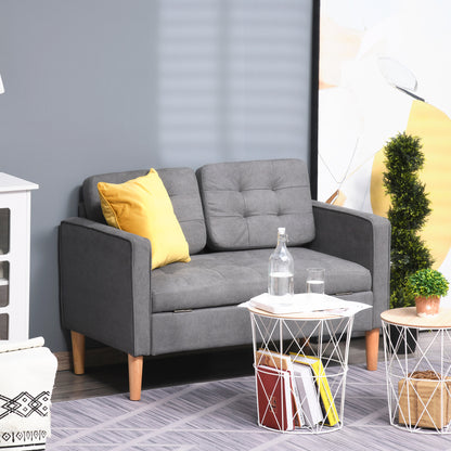 2-Zitsbank – Sofa – Loveseat – Zitbank – Bankstel – Grijs – Fluweelachtig Bekleed – Met Opbergruimte