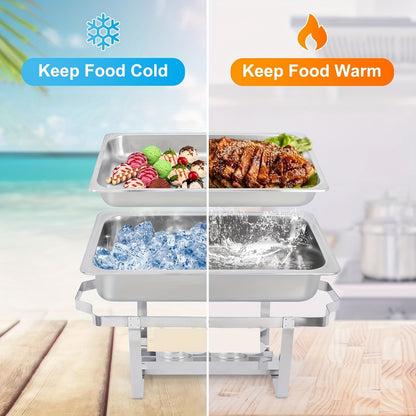 Chafing Dish – Warmhoudbak – Buffetpan – Serveren – Catering Set – 4-Delig Roestvrij Staal – 9 Liter Inhoud – Zonder Stroom