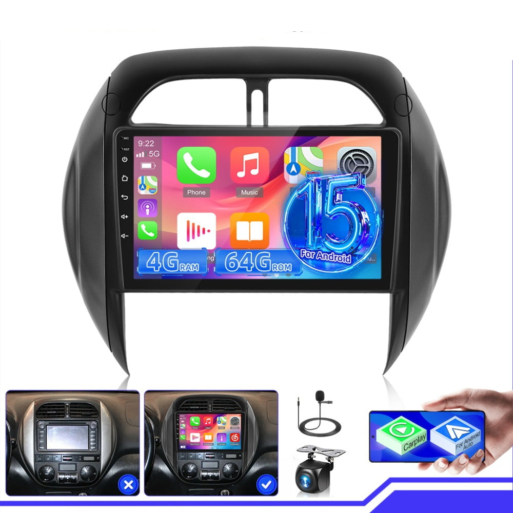 2DIN Autoradio Toyota RAV4 – Multimedia Systeem – Android Radio – Touchscreen Radio – Auto Stereo – 9 Inch IPS Scherm – Wireless CarPlay & Android Auto – Inclusief AHD Achteruitrijcamera
