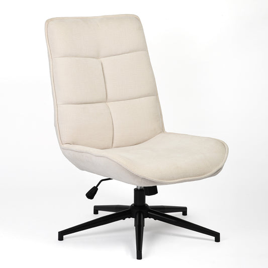 Draaifauteuil – Draaibare stoel – Relaxstoel – Bureaustoel – Fauteuil – 360° Swivel – Verstelbare Hoogte – Chenille Stof Beige 67x61x89-95 cm