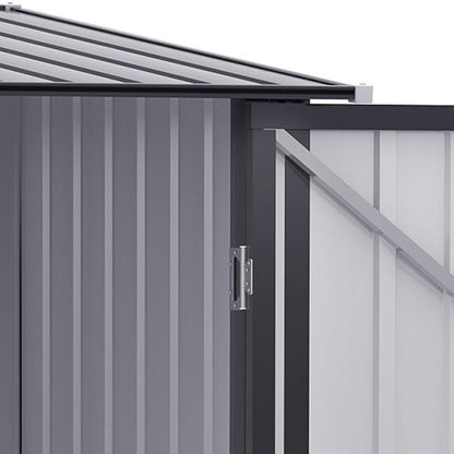 Metalen Opbergschuur – Tuinopslag – Gereedschapsschuur – Opbergkast – Buitenschuur – Grote Capaciteit – Steviele Stalen Constructie – 100x103x160 cm – Donkergrijs – Dubbele Deuren – Grondankers – Eenvoudige Montage – Verplaatsbaar