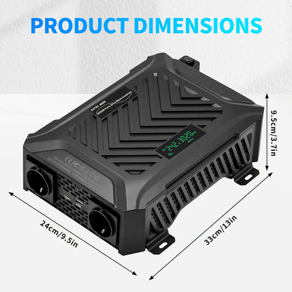 Omvormer – Spanningsomvormer – Stroomomzetter – Inverter – Converter – 24V Automatische Voltageherkenning – 3000W Zuivere Sinusgolf Output