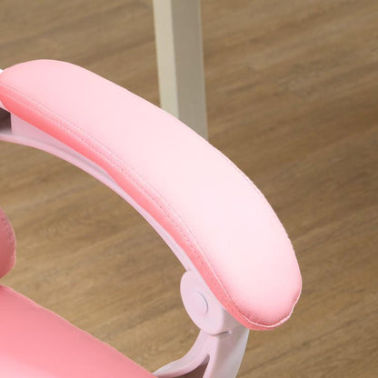 Bureaustoel – Werkstoel – Bureaustoel Ergonomisch – Bureaustoel Verstelbaar – Bureaustoel Met Wieltjes – Pink – Traagschuim Zitkussen – Lendensteun Metalen Frame