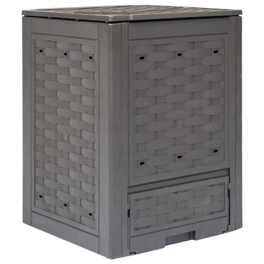 Compostbak – Compostvat – Composter – Composteerbak – Tuincompostbak – Bruin Rattan Kunststof – 300 Liter Inhoud – 60x60x83 cm