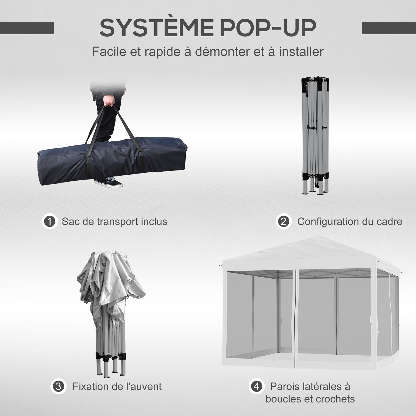 Tuinpaviljoen – Tuinoverkapping – Tuinkap – Prieel – Partytent – Crème Kleur – Pop-Up Systeem – 3x3 Meter Met Muskietennetten