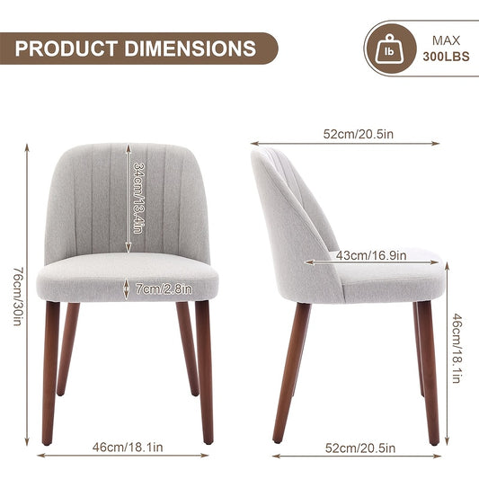 Set of 2 Upholstered Dining Chairs | Padded Seat, Wood Legs, Modern Fabric, Vintage Style, Color for Kitchen, Dining Room, Restaurant