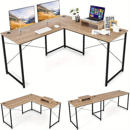 Computerbureau – Bureautafel – Computertafel – Bureaumeubel – Werkplek – L-vormig – Stevig Stalen Frame – 150x150x74 cm – Houtlook