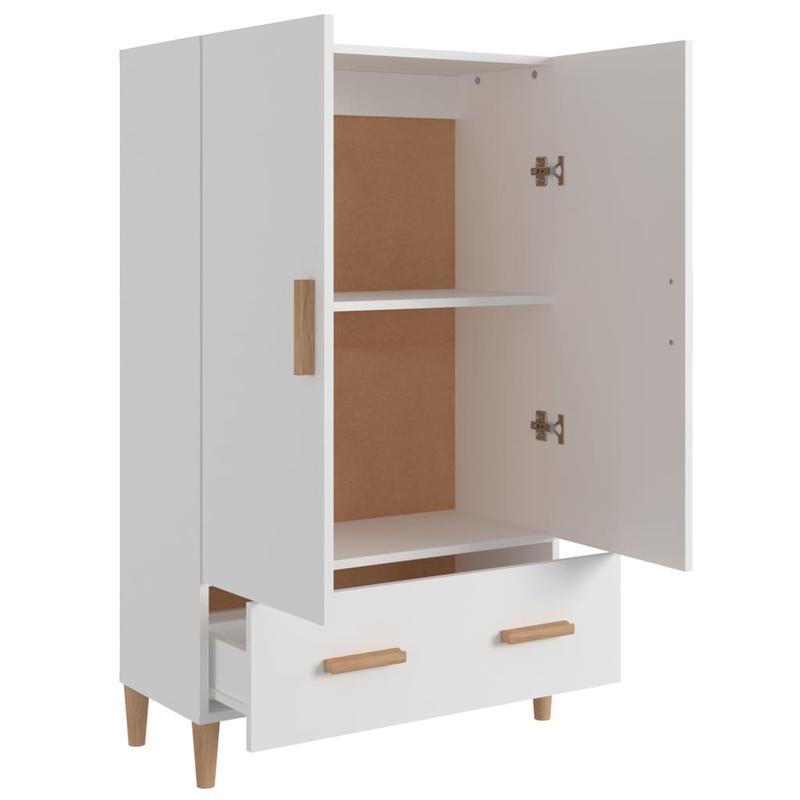 Opbergkast – Kasten – Opbergmeubel – Ladekast – Opbergrek – Wit – Compact Design – 3 Lades & Open Schappen – Kunststof Hout Met Metalen Handgrepen