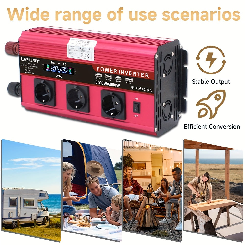 7000W Omvormer – Stroomomzetter – Spanning Converter – AC Inverter – Wisselstroomomzetter – Pure Sinusgolf – LCD Display – Compact & Duurzaam
