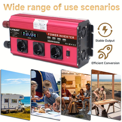 7000W Omvormer – Stroomomzetter – Spanning Converter – AC Inverter – Wisselstroomomzetter – Pure Sinusgolf – LCD Display – Compact & Duurzaam