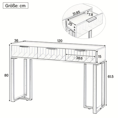 Haltafel – Entreetafel – Bijzettafel – Opbergtafel – Gangtafel – Modern Design – Met Metalen Frame en Verstelbare Voetjes