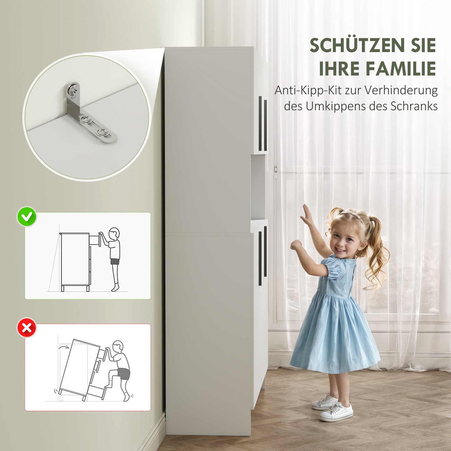 Witte Keukenkast – Opbergkast – Keukenkasten – Kast Met Deuren – Keukenkast Met Werkblad – 4 Kasten Met 6 Deuren – Stevig Spaanplaat Werkblad – 12 Soepele Scharnieren