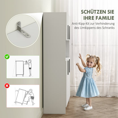 Witte Keukenkast – Opbergkast – Keukenkasten – Kast Met Deuren – Keukenkast Met Werkblad – 4 Kasten Met 6 Deuren – Stevig Spaanplaat Werkblad – 12 Soepele Scharnieren