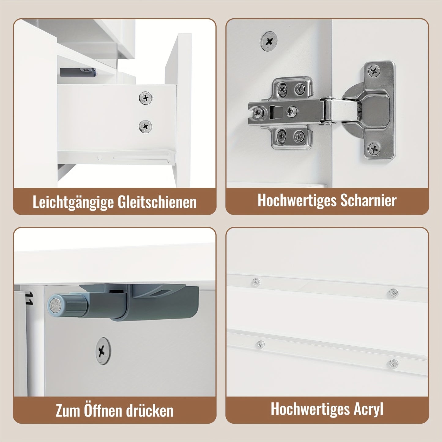 Tv-meubel – TV Kast – TV Meubel – TV Dressoir – Hoogglans Meubel – Wit Hoogglans – Geschikt Tot 70 Inch – Acrylglas Push-Open Systeem