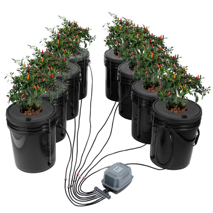 Hydroponicsysteem – Hydrocultuursysteem – Kweekset – Plantenbak – DWC Grow Kit – 20 Liter Capaciteit – Krachtige 8W Luchtpomp