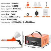 Poedercoating Set - 50KV - 30 PSI - Elektrostatisch - Poedercoating Apparatuur voor thuis- en commerciële productie - QUORE