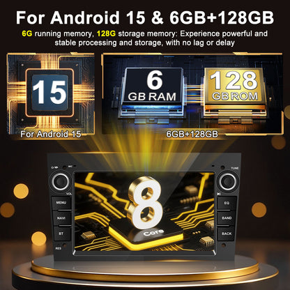 Autostereo – Autoradio – Multimedia Systeem – Double Din – Carplay Android Radio – 7-Inch Touchscreen – Android 15 OS – 6GB RAM 128GB Opslag