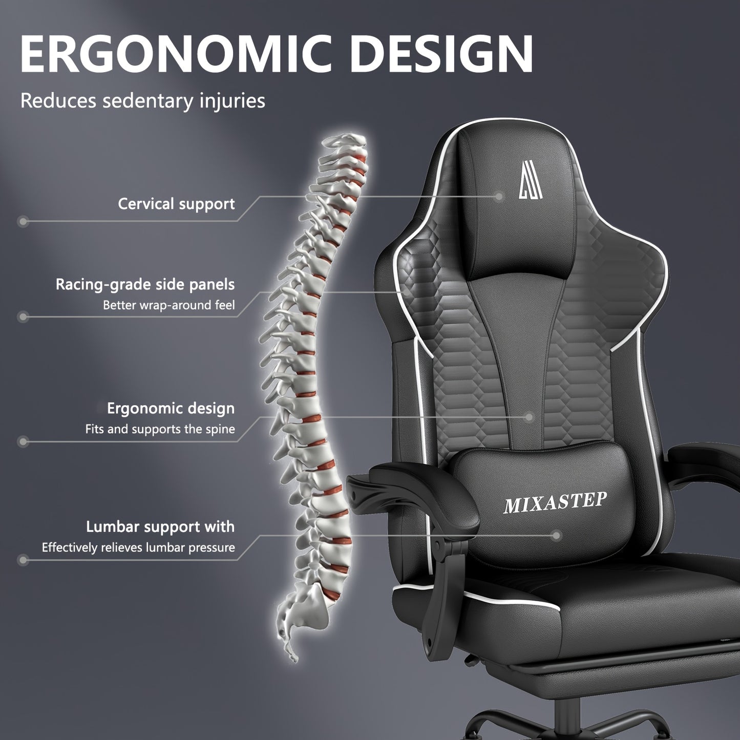 Gaming stoel – Gaming chair – Bureaustoel – Computestoel – Gamerstoel – Wit – Ergonomisch Design – 360 Graden Draaibaar