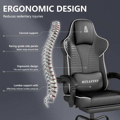 Gaming stoel – Gaming chair – Bureaustoel – Computestoel – Gamerstoel – Wit – Ergonomisch Design – 360 Graden Draaibaar