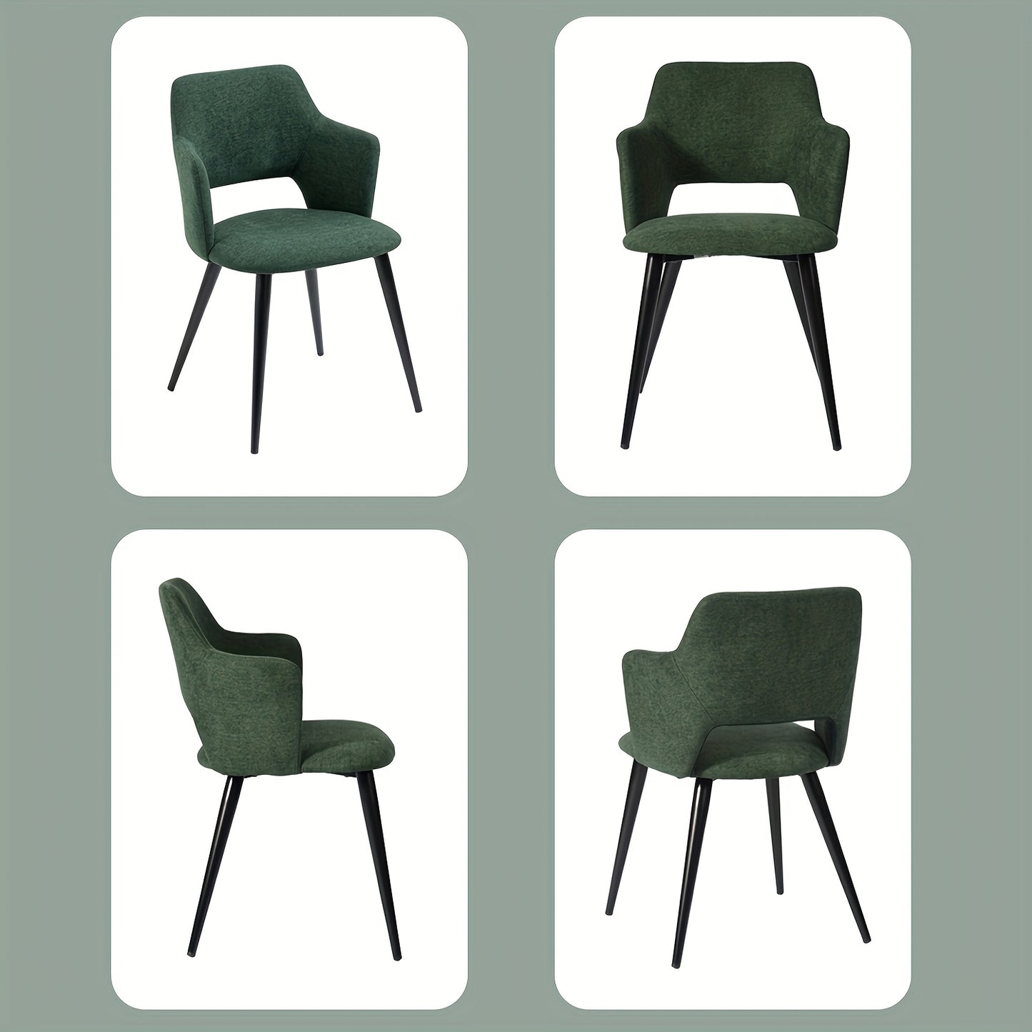 Eetkamerstoel – Stoel – Armstoel – Designstoel – Scandinavische Stoel – Groen – Ergonomisch Design – Zacht Polyester Met Stalen Frame