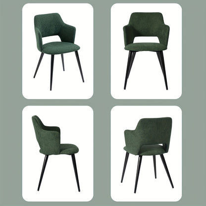 Eetkamerstoel – Stoel – Armstoel – Designstoel – Scandinavische Stoel – Groen – Ergonomisch Design – Zacht Polyester Met Stalen Frame