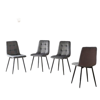 Eetkamerstoelen – Dining Stoelen – Keukenstoelen – Stoelen Set – Armless Stoelen – Grijs Velvet – Ergonomisch Ontwerp – Metalen Poten