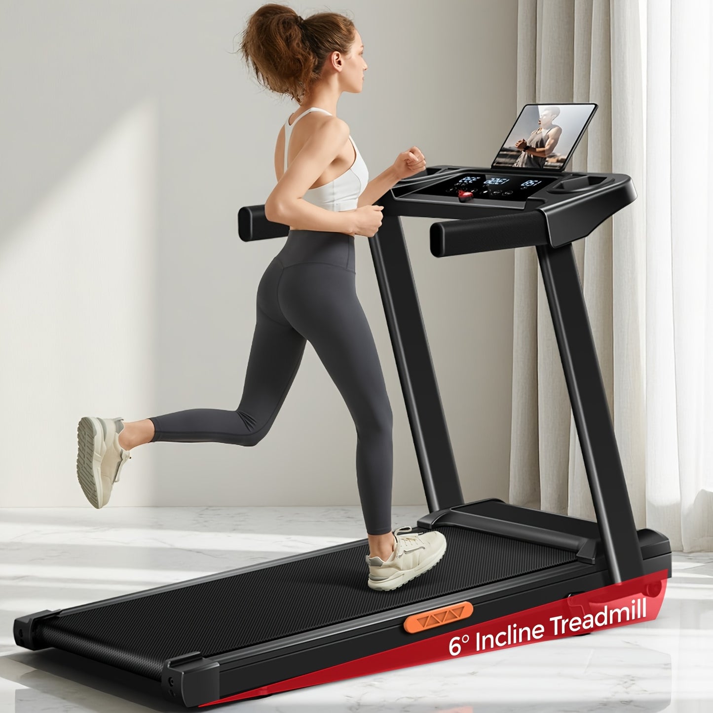 Loopband – Hardloopband – Fitnessband – Trainingsband – Opvouwbare Loopband – Verstelbare Hellingshoek 6% – Triple Touchscreen Display – Compact & Draagbaar Design