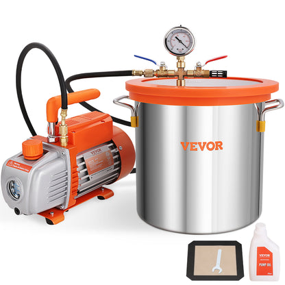 Vacuümkamer – Vakuumkamer – Ontgassingskamer – Vacuümpomp – Verpakkingsmachine – 3 Gallon Capaciteit – 3,5 CFM Enkeltraps Pomp