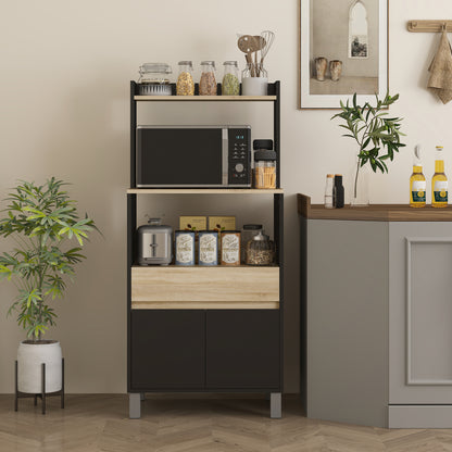 Microwavekast – Keukenkast – Opbergmeubel – Buffetkast – Servieskast – Scandinavisch Design – 60x40x131 cm – Melamine Coating