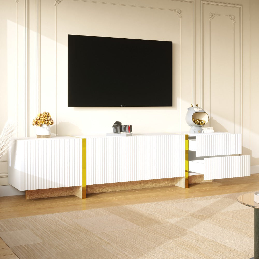 Tv-meubel – Tv-kast – TV Meubel – Dressoir – Wandmeubel – 190 cm – Wit met Gouden Accenten – MDF en Spaanplaat