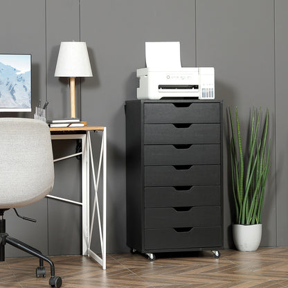 Mobiele Ladekast – Opbergkast – Bureaukast – Archiefkast – Ladenkast – 7 Laden – Stevig Houten Materiaal – Voorzien Van Wieltjes Met Remmen