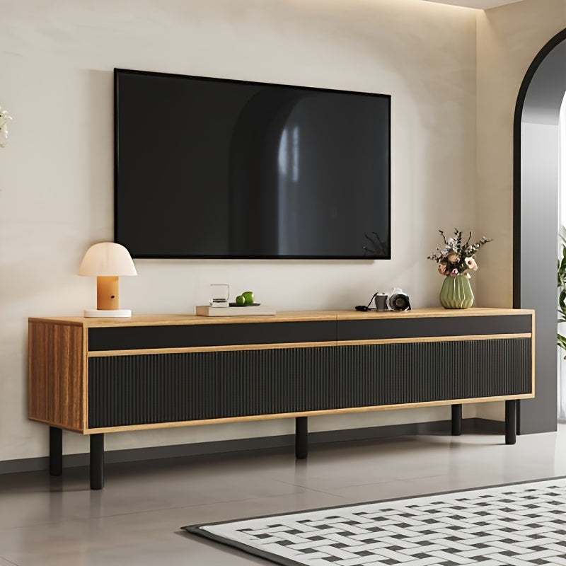 TV Meubel – TV Kast – TV Rek – TV Stand – TV Console – Modern Design – Kabelmanagement – Zwarte Poten – Houtafwerking – Geschikt Voor Alle TV Maten – Duurzaam & Eenvoudig In Te Richten