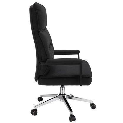 Bureaustoel – Kantoorstoel – Draaistoel – Office Chair – Computerstoel – Stoffen Bekleding – Verstelbare Zithoogte – Metalen Onderstel Chroom - Zwart