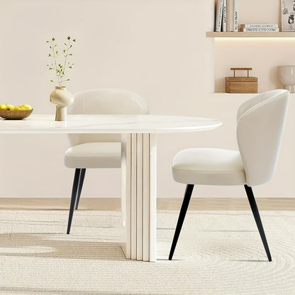 Eetkamerstoelen – Stoelen – Kuipstoelen – Keukenstoelen – Zwarte Stoelen – Gestoffeerd Kunstleer – Stalen Onderstel – Set van 2 – Ergonomische Rugleuning – Max. 120 kg draagvermogen - Wit