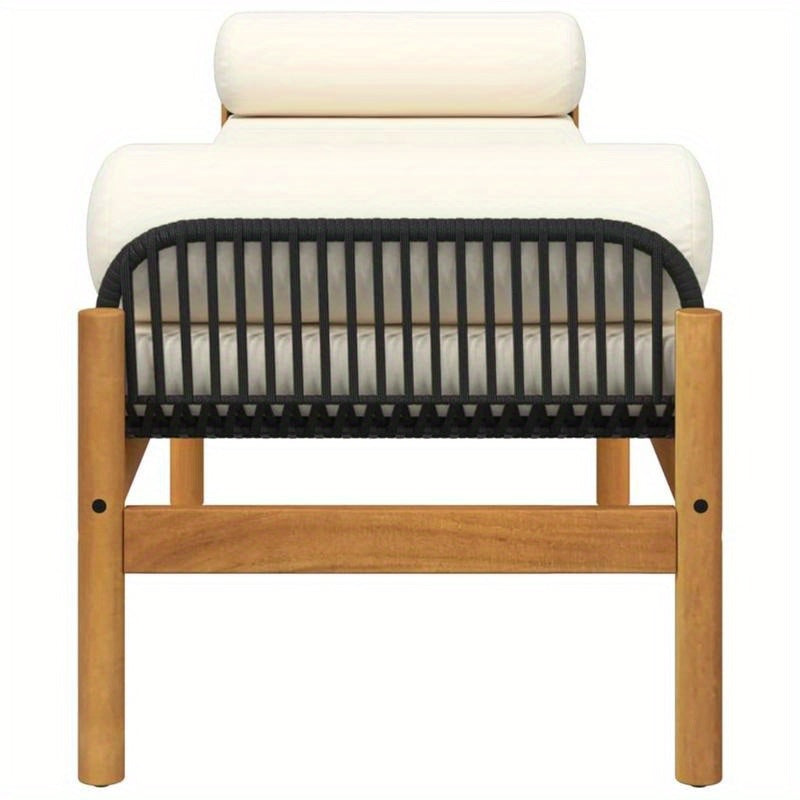 Tuinbank – Buitenbank – Patio Bank – Tuinmeubel – Loungeset – Zwart Acacia Weefsel – Weerbestendig Tungsten Stalen Frame