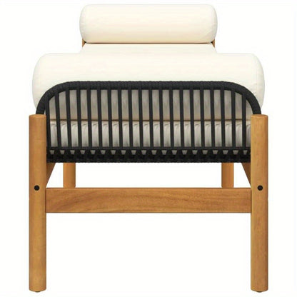 Tuinbank – Buitenbank – Patio Bank – Tuinmeubel – Loungeset – Zwart Acacia Weefsel – Weerbestendig Tungsten Stalen Frame