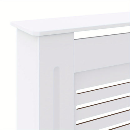 Radiatorombouw – Radiatorbekleding – Verwarmingafdekking – Radiatorpaneel – Radiatorkast – Wit MDF – 205 cm Lengte – Slatted Design Voor Optimale Warmtecirculatie