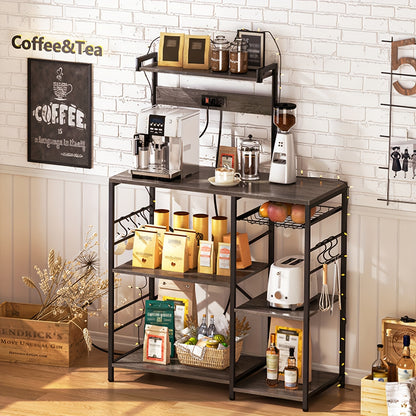 Keukenrek – Keukentrolley – Opbergrek – Keukenorganizer – Kast Organizer – Vier Lagen – Metalen Frame – Walnootkleurige Afwerking