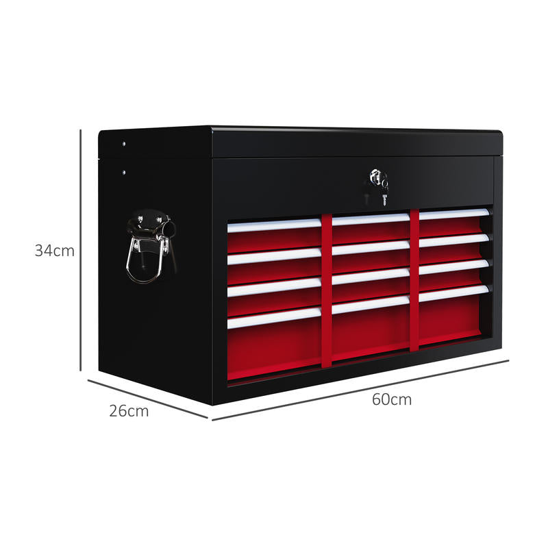 Opbergkist Gereedschapskist Toolbox Werkplaatskist Ladesysteem – Variant B20-107V00MX – Stevig Stalen Frame – Afsluitbaar Met Slot – 60x26x34 cm – Rood Zwart