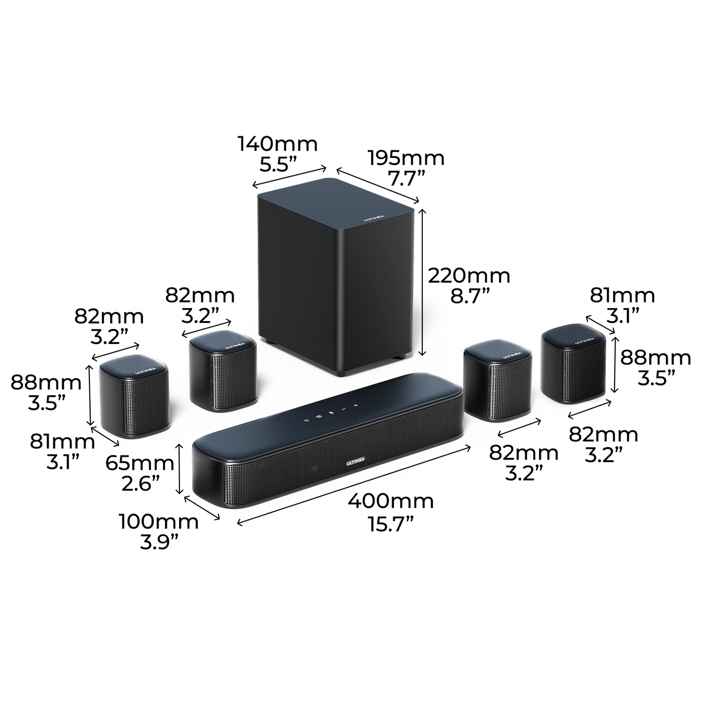 Soundbar – Surround Sound Systeem – Home Cinema Speaker – Draadloze Luidspreker – Subwoofer – 7.1 Kanaals – 330W Piekvermogen – App Bediening